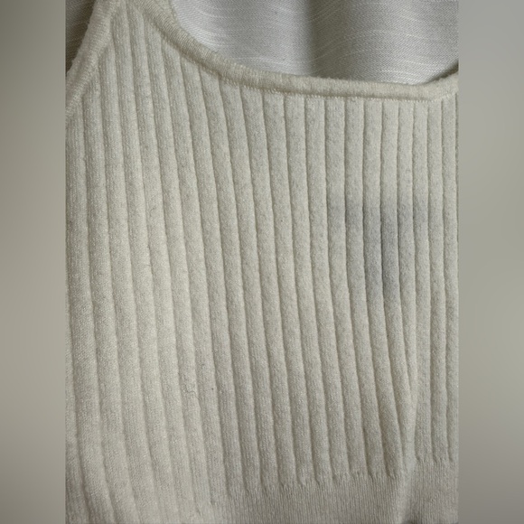 Forever 21 Cream Ribbed Knit Crop Spaghetti Strap Bralette Crop Top | Size M - Picture 7 of 10